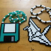 Floppy Disk & Origami Crane Necklaces