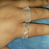 Tube Bead Square And Triangle Pattern Rings- White