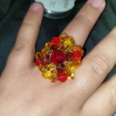 Red Amber And Yellow  Gl*** Bead Ring