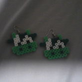 Green Cow Perler Bead Earrings