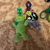 Finished Frog Keychain(UvU)+ Astro Perler Keychain