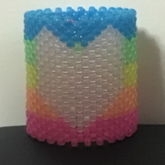 Rainbow White Heart Cuff (mini Pony Beads) Front