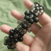 Black N Semi Clear Black Flower Cuff