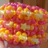 Glow In The Dark Pink Yellow Orange Rotator Cuff With Mixed Shape Beads