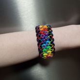 Black + Rainbow Ladder Stitch Bracelet With Rainbow String