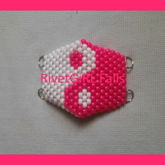 Neon Pink & White Yin-Yang D-ring Kandi Mask Made By RivetGiRL Falls