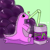 Dinosaur Drinking Grape Soda<3