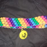 Rainbow Peyote Stitch Choker With Smiley Face Emoji Charm