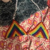 Rainbow Kandi Beaded Triangle  Bikini