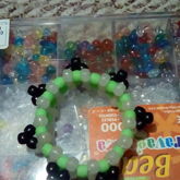 Green And Off Clear Glow In Dark Beads With Black Spikes