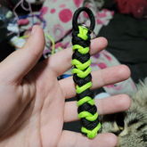 Another Snake Knot Paracord Keychain, But Black Neon Green
