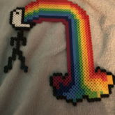 Perler Stick Figure Throwing Up Rainbow