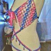 Pink And Blue Criss Cross Kandi Top (side View)