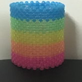 Rainbow White Heart Cuff (mini Pony Beads) Back 