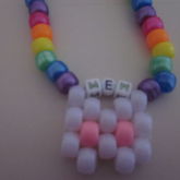 White Kitty Cat Rainbow  Necklace 1