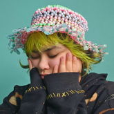 Kandi Bucket Hat (pink N Green) 3 