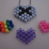 Gray And Black X Heart, Rainbow Heart, Pink Heart, And Clear Purple Heart Peyotes