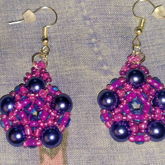 Magenta Blue And Purple Pentacle Earrings