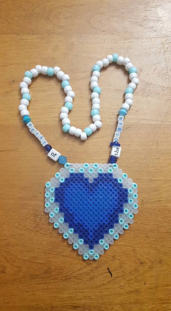 Heart Kandi Perler Necklace, Perler Jewelry, Artkal