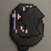 Black Sleepy / Happy Cat Kitten Kitty — Perler Beads , Fuse Beads , Iron Beads .