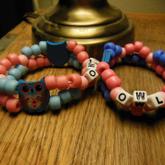 Blue & Pink Owl Double Strands