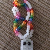 Solar Uv Reactive In The Sun Beaded Necklace With Transparent Rainbow Beads And Pacman Ghost