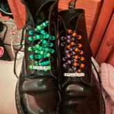 I Beaded My Boots' Shoelaces Last Night And I Think It Looks Really Cooll