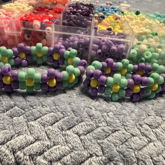 Mommy And Me Purple And Teal Flower Bracelets