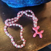 Pink Balloon Dog Kandi Necklace 