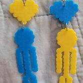 Alan Becker Blue And Yellow Stick Figure Earrings