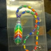 Rainbow And Clear Feather Necklace 