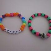 My Name And Green, Pink, And Green Zebra Bead Singles 