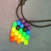 Neon Rainbow Peyote PacMan Ghost Necklace (: